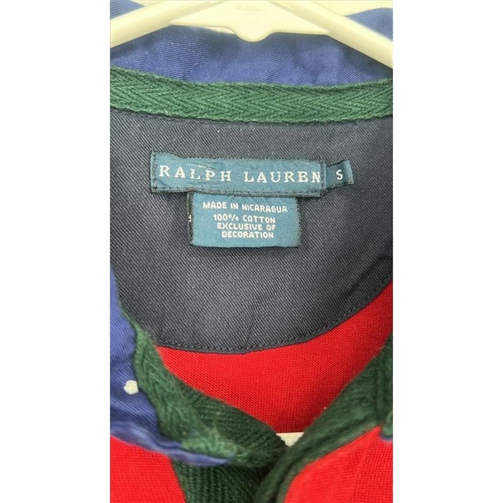 Ralph Lauren Womens Rugby Shirt Dress Red Navy Striped Long Sleeve Crest Small - Picture 3 of 8